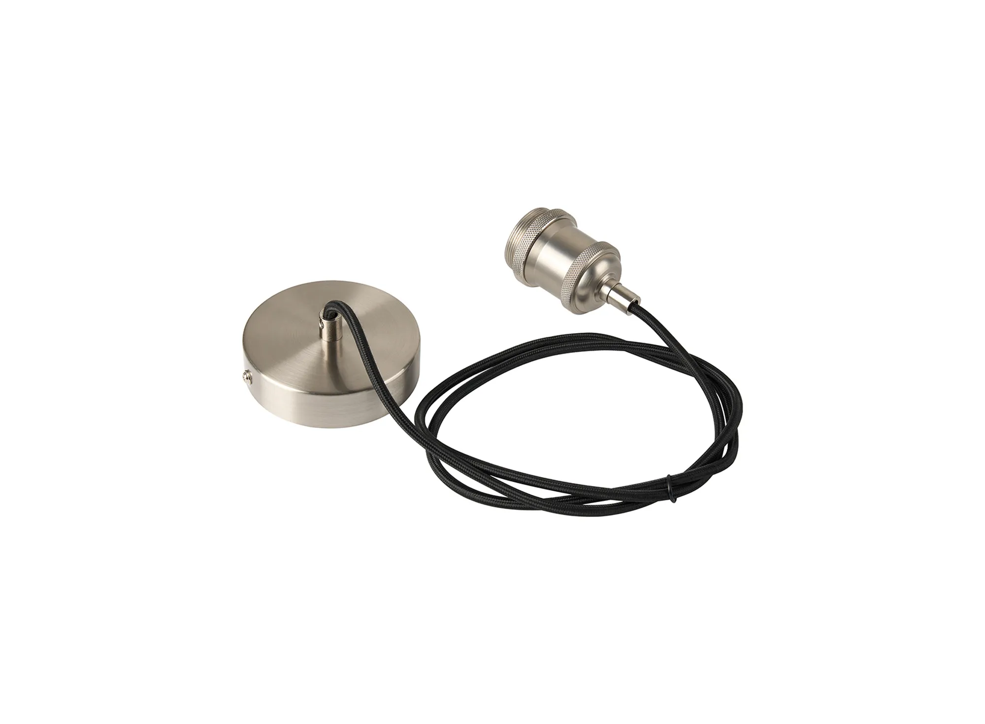 Dreifa 1.5m Single Pendant, 1 x E27, Satin Nickel/Black Braided Cable (Maximum Load 1.5kg) D0648  Deco Dreifa Pendant